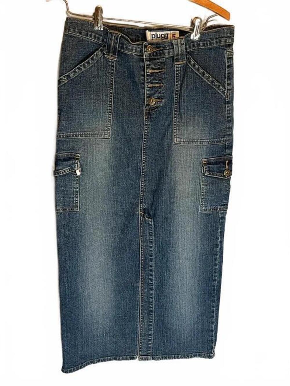 Vintage Y2K maxi denim button fly skirt modest
